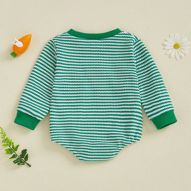 Adorable Infant Unisex Hoodies Rompers Spring Outfits Easter Bunny Carrot Embroidered Long Sleeve Bodysuits Jumpsuits