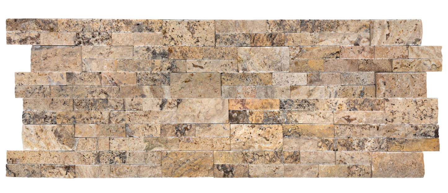 Scabos Ledger 3D Panel 6"x24" Natural Travertine Wall Tile - Full Truckload