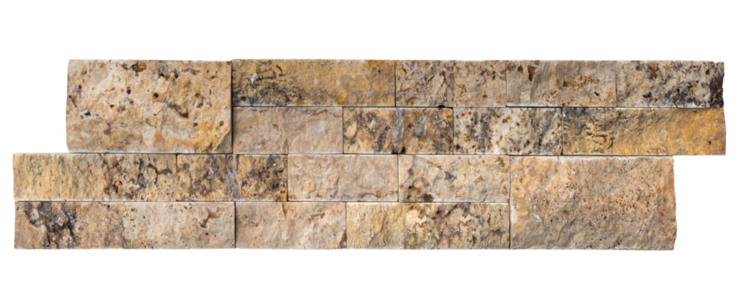Scabos Ledger 3D Panel 6"x24" Natural Travertine Wall Tile - Full Truckload