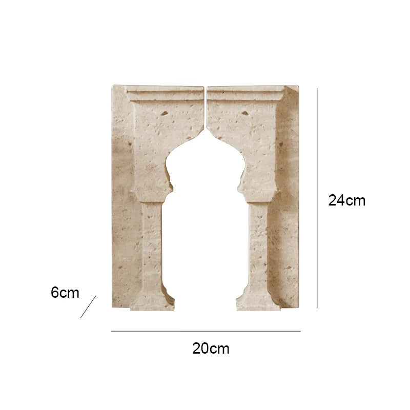 Travertine Sculptures and Figurines Archway Shape Statue for Shelf Coffee Table TV Cabinet Bookshelf Living Room Home Decoration
