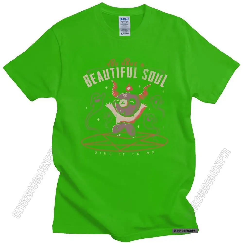 Baphomet's Beautiful Soul Men's Cotton T-Shirt – Subversive Gothic Occult Goat Tee for Casual Summer Style - Premium tee from Lizard Vigilante - Just $24.88! Shop now at Lizard Vigilante