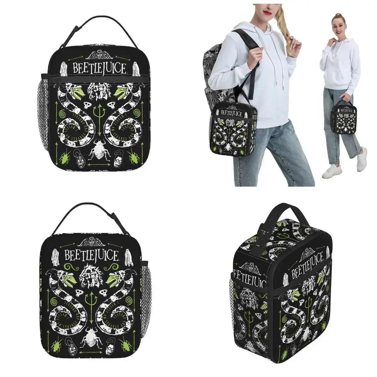 Beetlejuice Poster-Themed Insulated Lunch Bag – Portable Halloween Cooler Tote for Office Food Storage - Premium  from Lizard Vigilante - Just $24.99! Shop now at Lizard Vigilante