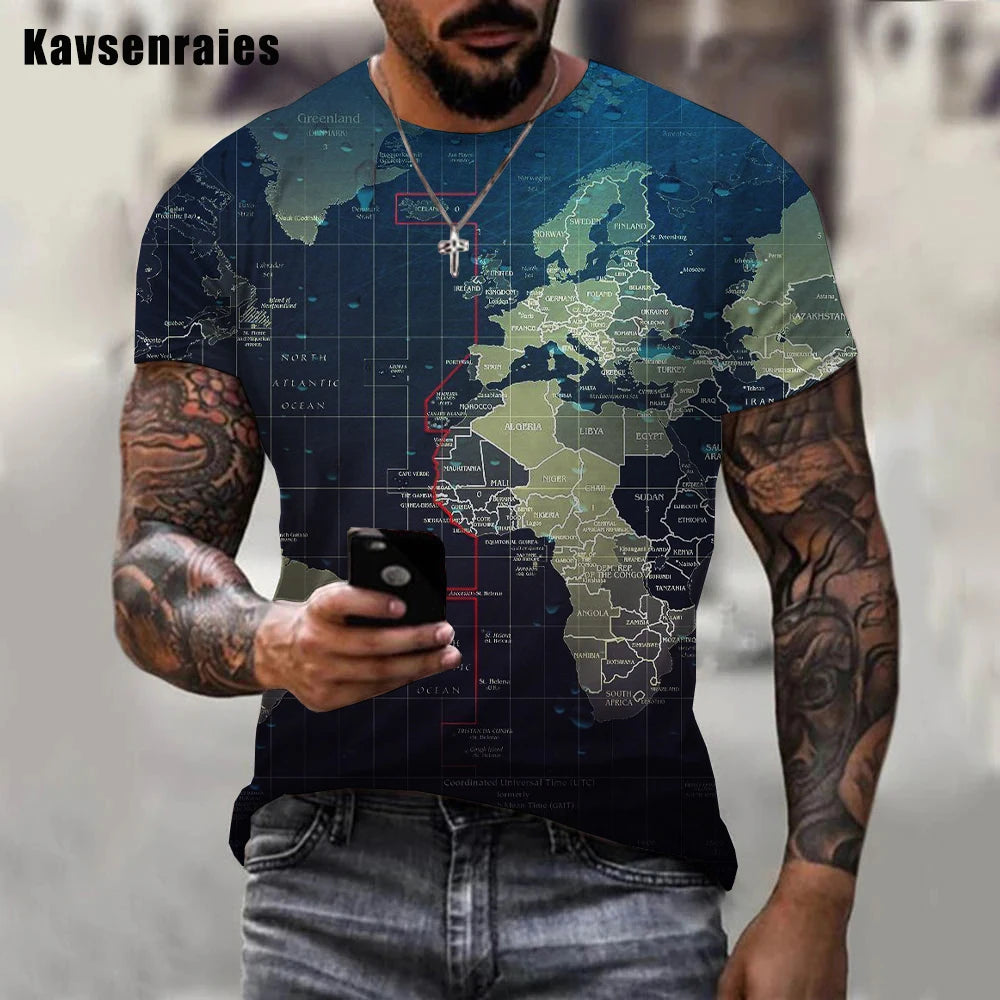 High Quality World Map Printed 3D T-shirt Men Women Summer Fashion Casual Short Sleeve High Street O-Neck Streetwear Tops - Premium T-Shirt from Lizard Vigilante - Just $22.99! Shop now at Lizard Vigilante