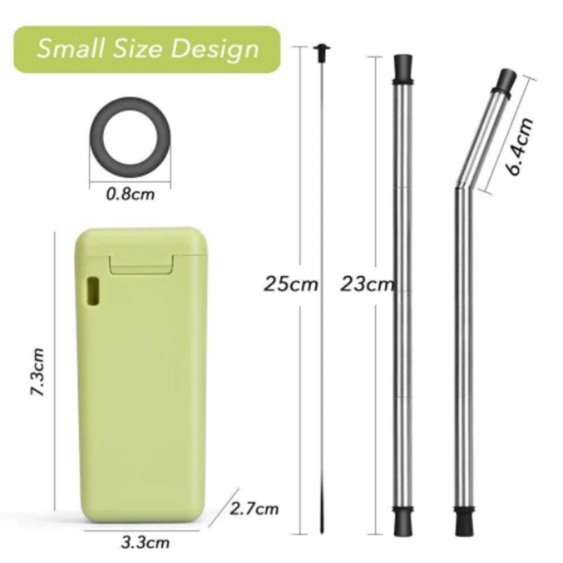 Foldable Stainless Steel Straw Set – Reusable 304 Steel with Silicone Tip, Eco-Friendly & Portable with Cleaning Brush - Premium straws from dsers - Just $25.99! Shop now at Lizard Vigilante