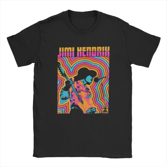 Jimi T Shirt Men Pure Cotton T-Shirts Crewneck Vintage Rock Guitar Singer Tees Short Sleeve - Lizard Vigilante