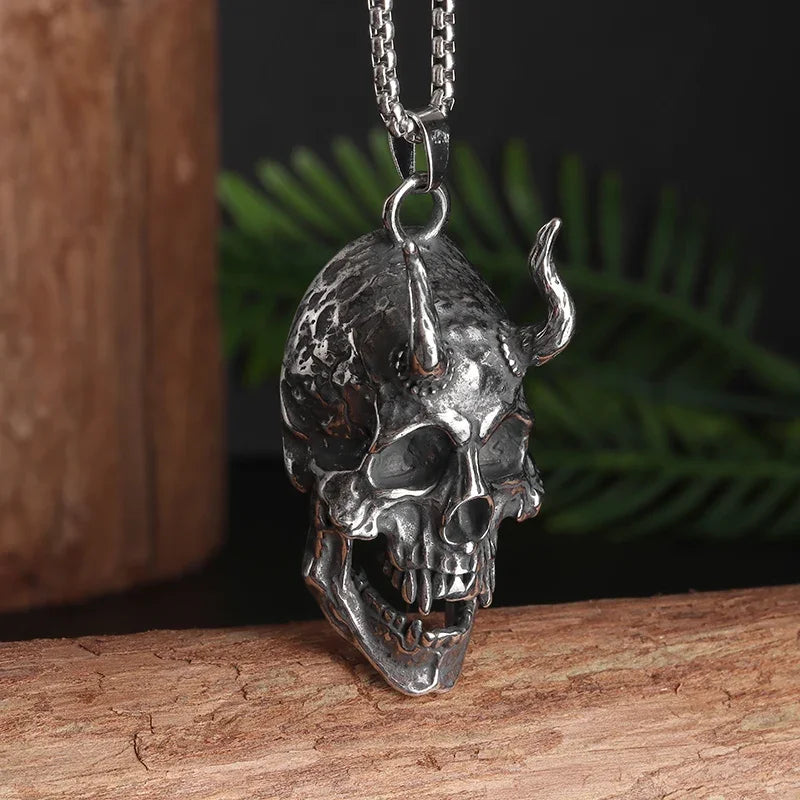 Vintage Lucifer Demon Ram Necklace – Gothic Satanic Pendant for Men – Eye of Truth Punk Party Jewelry - Premium pendant from Lizard Vigilante - Just $16.66! Shop now at Lizard Vigilante