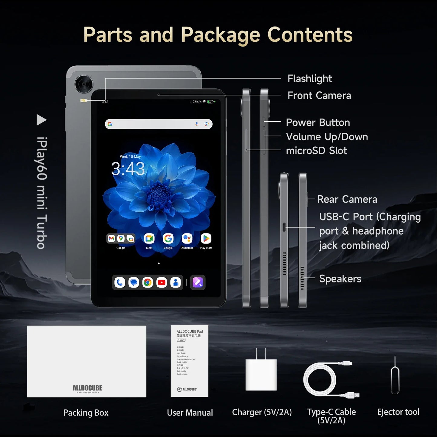 Alldocube iPlay60 Mini Turbo 8.4inch Snapdragon 6Gen 1 Tablet Android14 8GB+8GB virtual memory RAM+128GB ROM Widevine L1