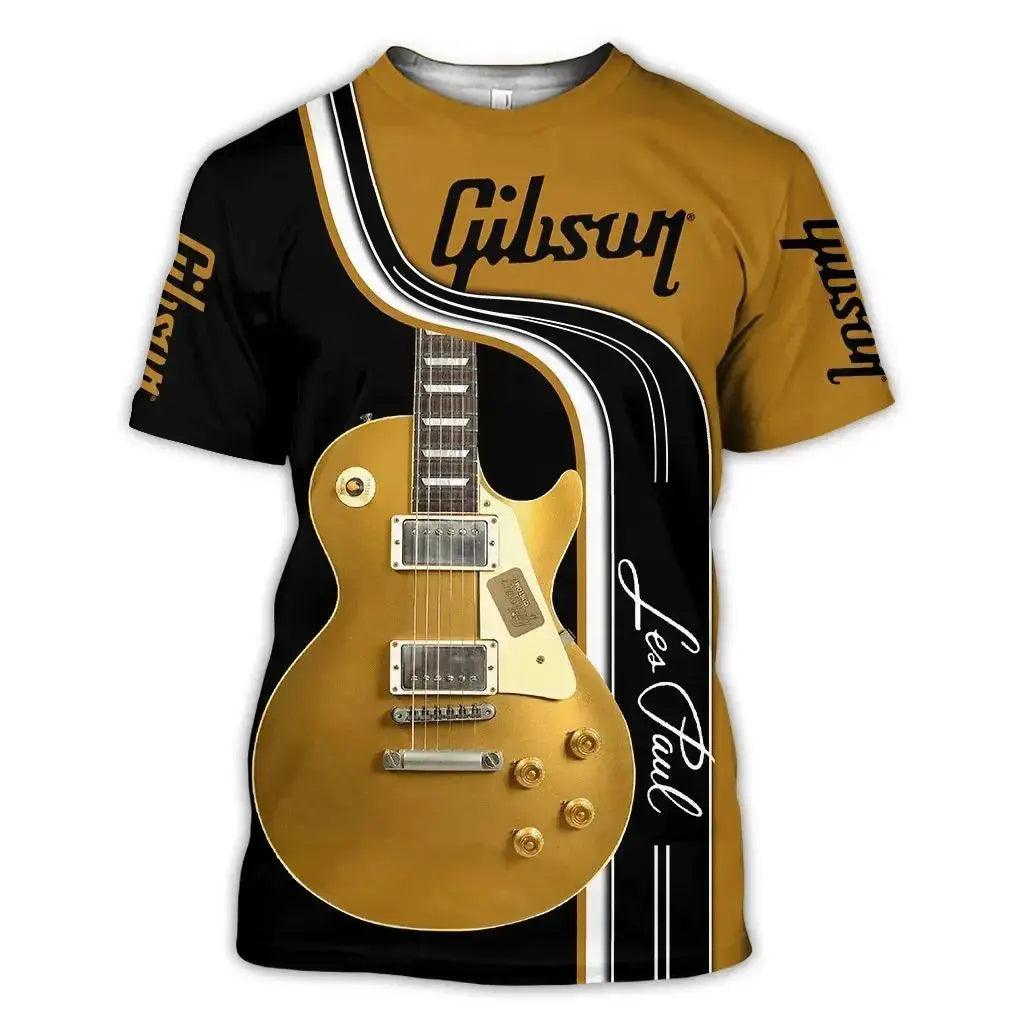 Summer Men's Fashion 3d Printed T-Shirt Gibson Guitar Saxophone TurnTable Classic Tee O Collar Short Sleeve Hip Hop Fun Plus Size Breathable Top - Lizard Vigilante