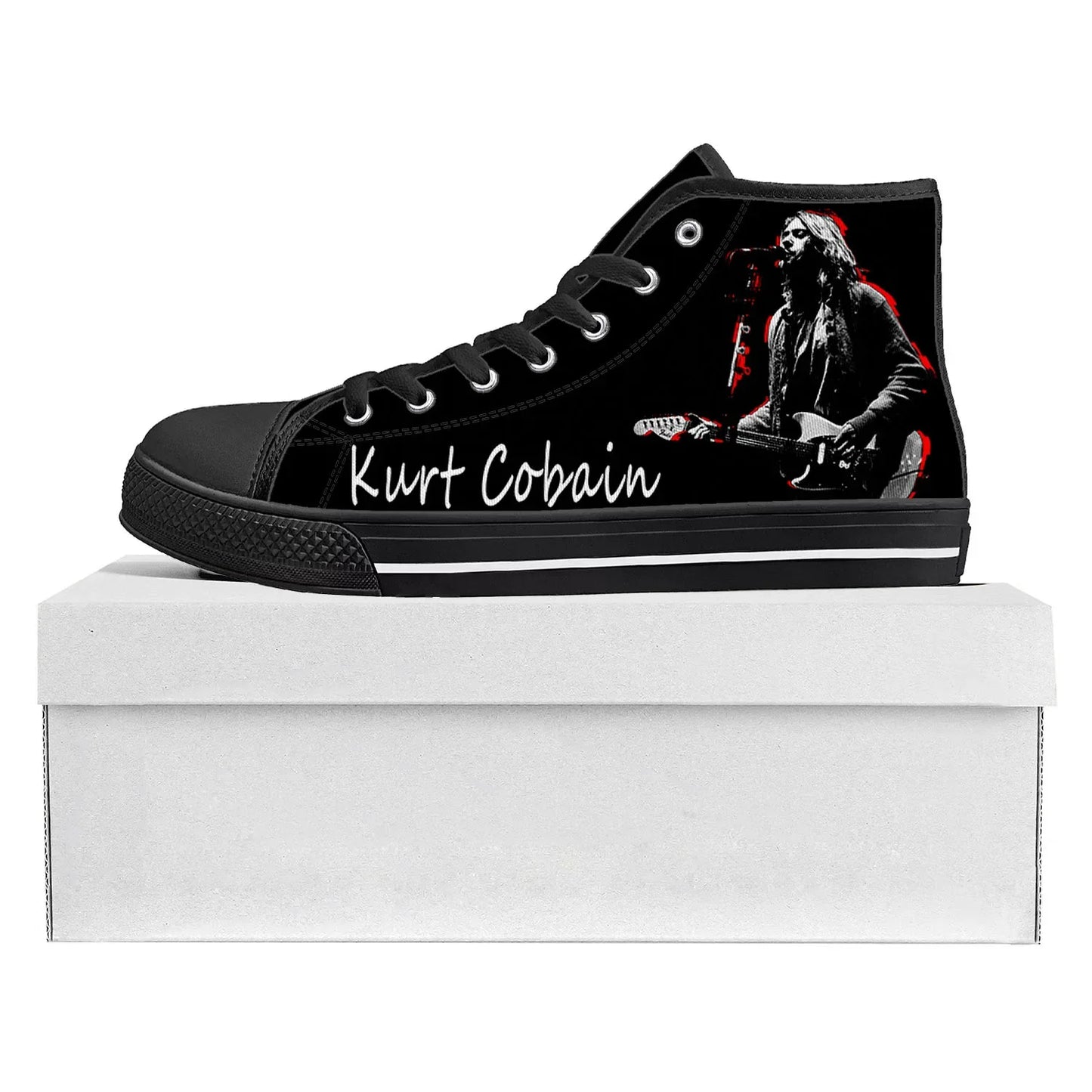 Kurt Cobain Custom High Top Canvas Sneakers – Unique Design for Men & Women - Premium shoe from Lizard Vigilante - Just $48.88! Shop now at Lizard Vigilante