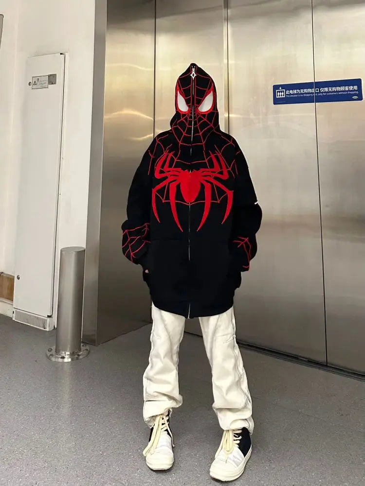 Marvel Spider-Man Embroidery 3D Digital Printing Hooded Zipper Sweatshirts | Fashion Hip-Hop Cosplay Hoodie for Men & Women - Premium Hoodie from Lizard Vigilante - Just $43.88! Shop now at Lizard Vigilante