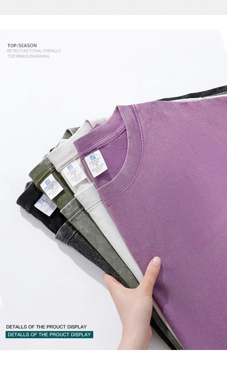 250gsm Vintage Acid Wash Punk Tee – Retro Streetwear T-Shirt for Men & Women | Harajuku Hip-Hop Grunge Cotton Short Sleeve | Namou Drane Exclusive - Premium tee from dsers - Just $27.77! Shop now at Lizard Vigilante