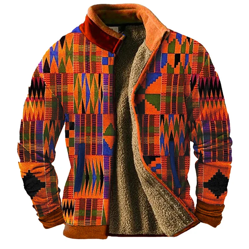 2024 Winter 3D Digital Printed Men’s Sweatshirt – Thickened Zipper Cardigan with Irregular Patterns – Warm Polyester Casual Outerwear - Premium jacket from Lizard Vigilante - Just $43.88! Shop now at Lizard Vigilante