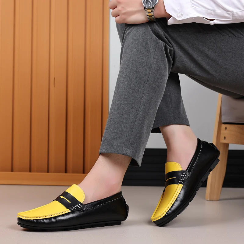 Men’s Italian Genuine Leather Loafers – Luxury Breathable Slip-On Moccasins, Casual & Formal Comfortable Driving Shoes - Premium loaferr from Lizard Vigilante - Just $36.99! Shop now at Lizard Vigilante