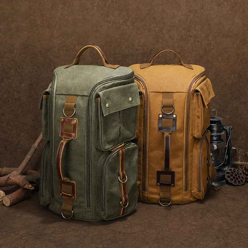 Vintage Leather 16-Inch Laptop Backpack – Waxed Canvas and PU Leather Shoulder Rucksack, Travel Carry-On Bag for Men and Women - Premium backpack from Lizard Vigilante - Just $89.99! Shop now at Lizard Vigilante