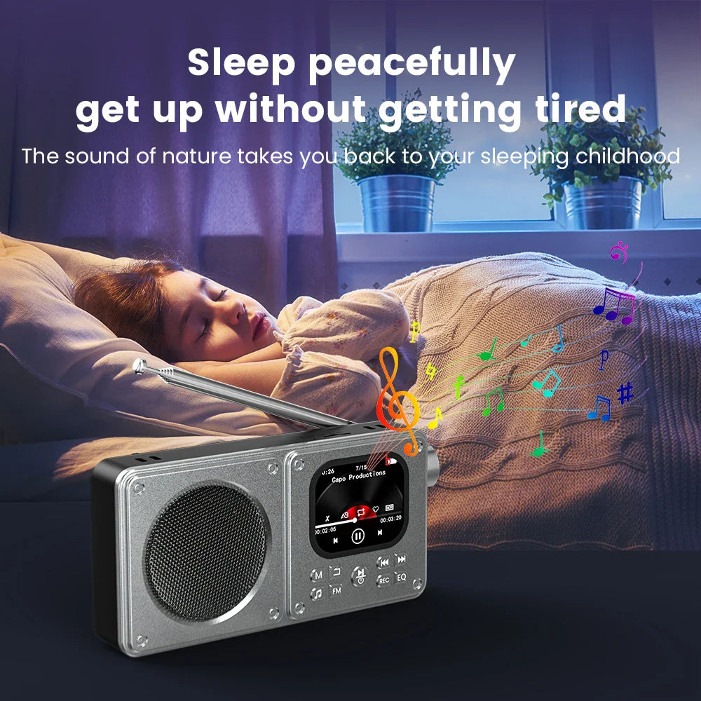 Wireless Bluetooth5.4 Speakers 87.5-108MHz Portable FM Radio Outdoor Radio MP3 Music Player Support Earphone TF Card Video Clock