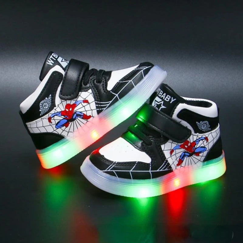 Disney Children's Led Light Shoes Fashion Aoger Spiderman Boys Sneakers Girls Cartoon Casual Shoes Breathable Kids Sport Shoes - Premium shoes from Lizard Vigilante - Just $24.88! Shop now at Lizard Vigilante