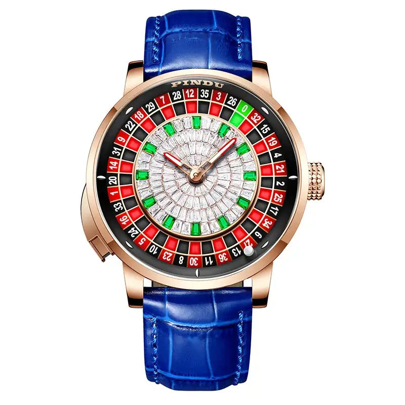 Pindu Player Gambling Series Men's Watch European Roulette Poker Game Fully Automatic Mechanical Sports Design Party Watch