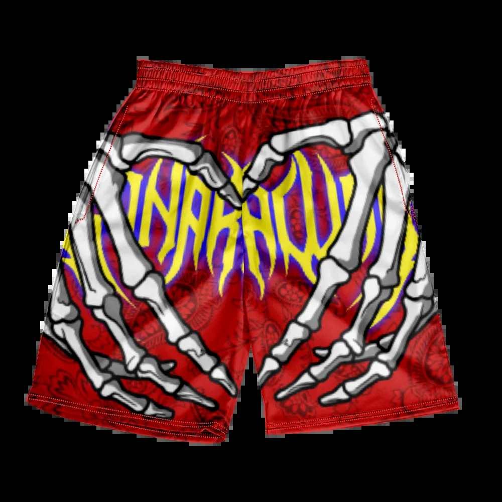 2024 Summer Classic Skull Beach Short Pants New Fashion Skeleton Hand Print Men Women Gym Shorts Quick Drying Trunks Ice Shorts - Lizard Vigilante