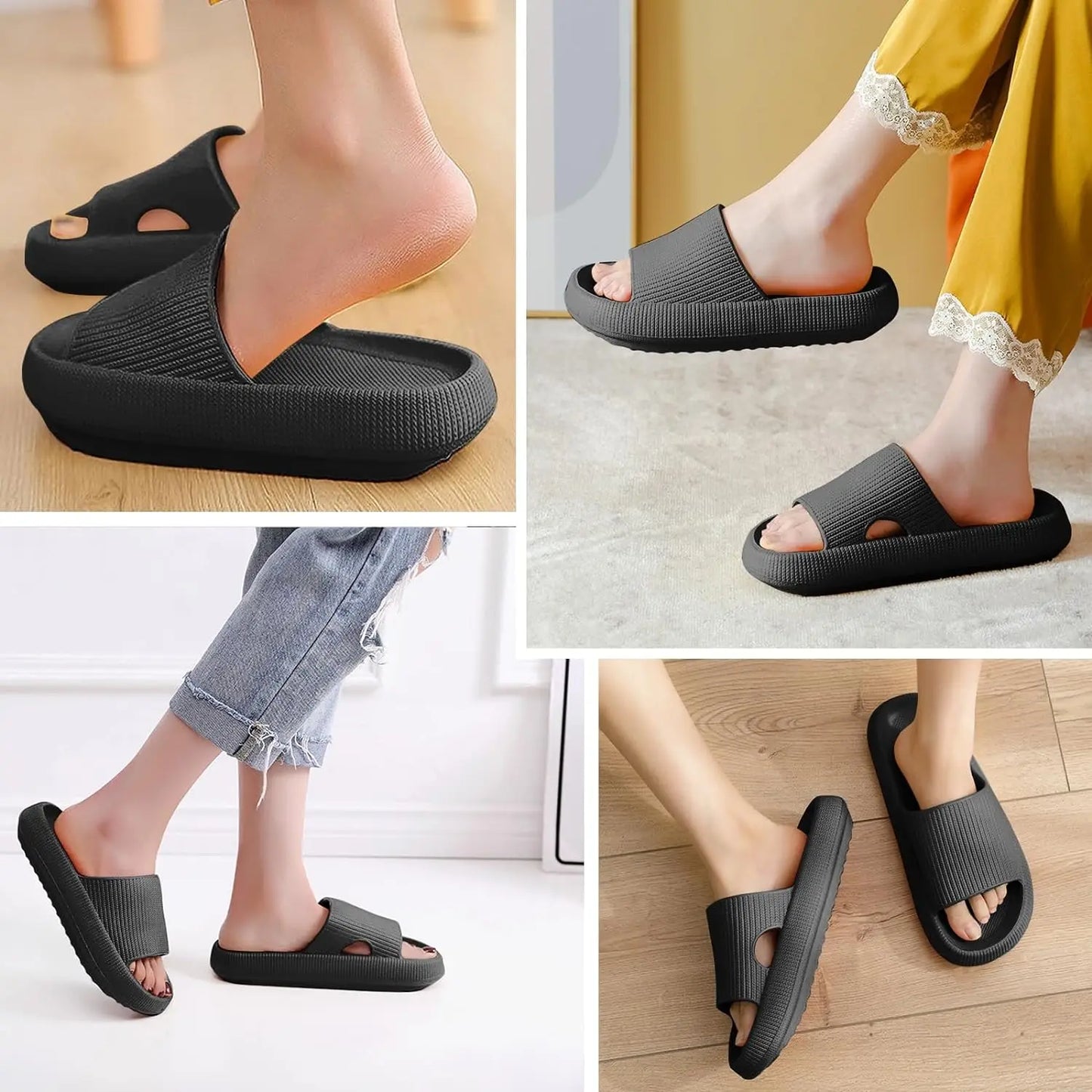 SROTER Cloud Sliders Non-Slip Soft Flip Flops for Men and Women – Thick Sole Shower Bathroom Slippers - Premium slippers from Lizard Vigilante - Just $29.88! Shop now at Lizard Vigilante