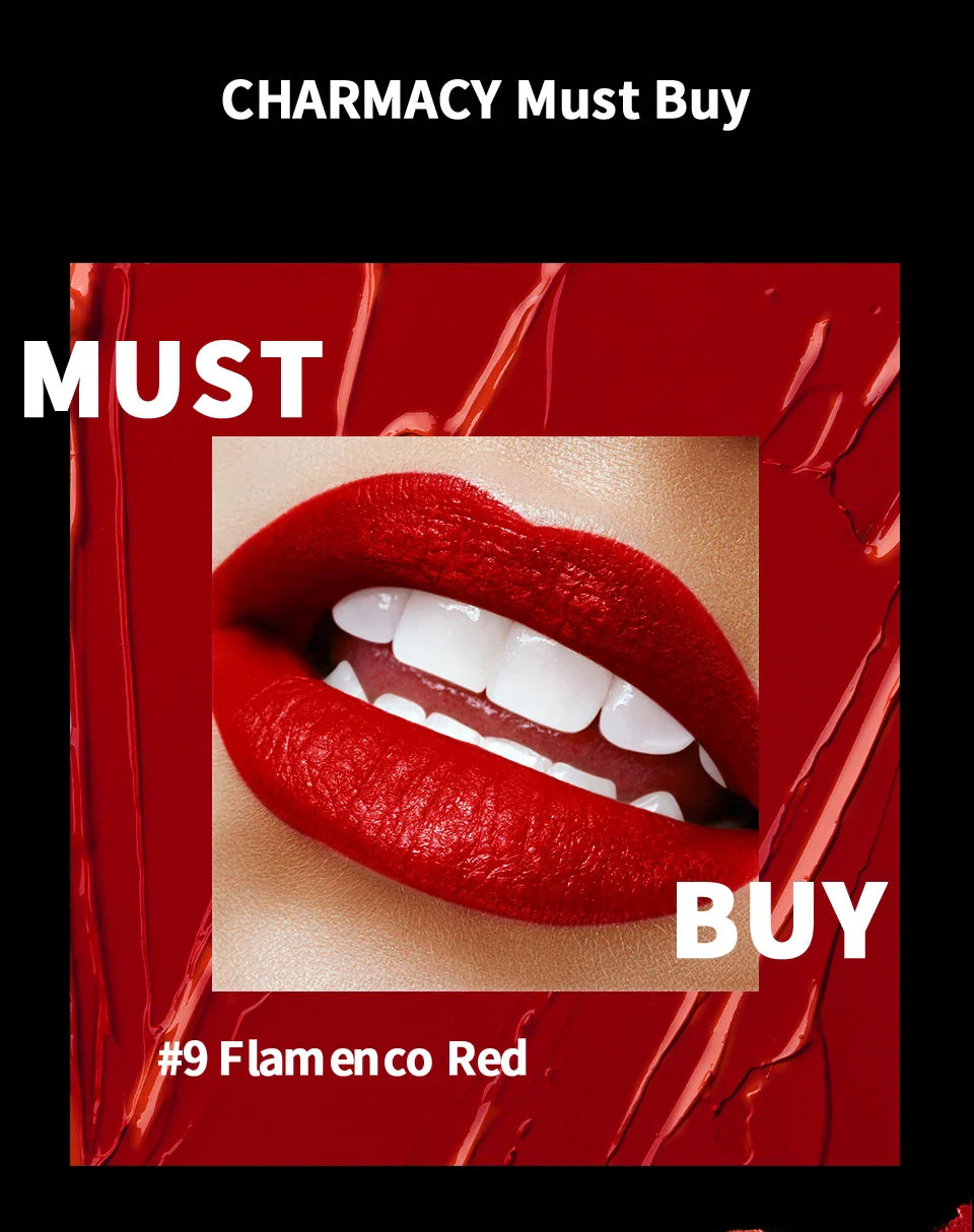 CHARMACY 6 Colors Luxury Velvet Nude Moisturize Lipstick Long Lasting Easy to Wear Korean LipStick for Women Makeup Cosmetic