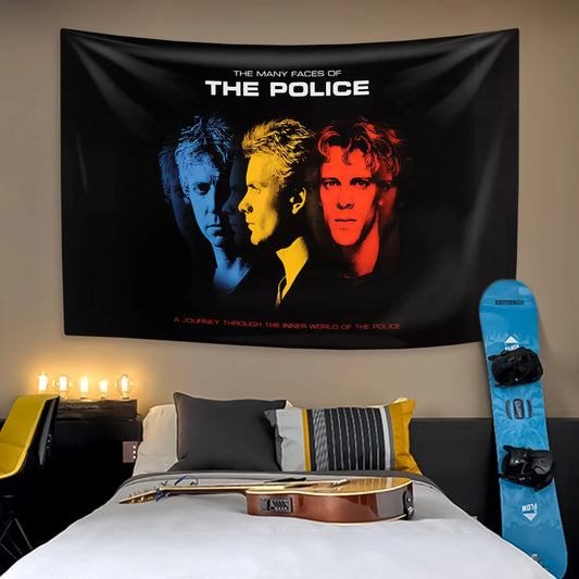 The Police Band Tapestry – Vintage British Rock Concert Wall Hanging for Bedroom or Dorm Decor - Premium tapestry from Lizard Vigilante - Just $10.99! Shop now at Lizard Vigilante