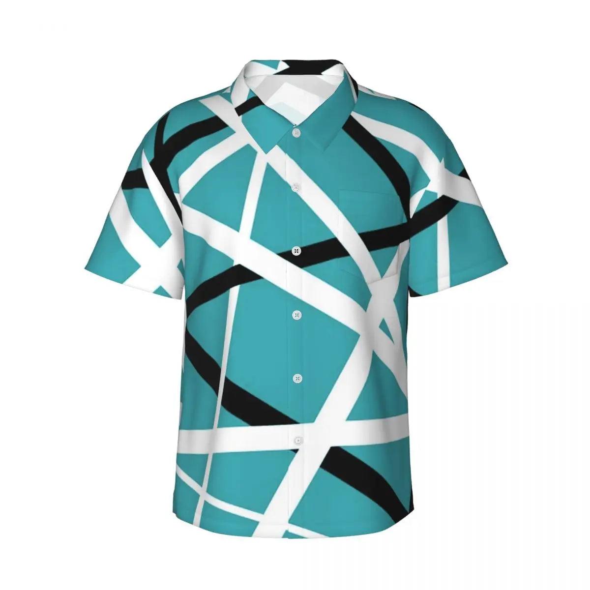 Summer Beach Van Shirt Halen Vans Lines Print Cool Blouse Casual Shirts Male Short Sleeve 1984 Street Clothing - Premium hawaiian shirt from Lizard Vigilante - Just $29.84! Shop now at Lizard Vigilante