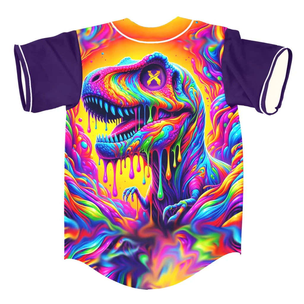 Excision Trippy Oil Slick Baseball Jersey – Psychedelic Button-Up Streetwear for Men & Women, Harajuku Style in Multicolor - Premium  from Lizard Vigilante - Just $43.88! Shop now at Lizard Vigilante