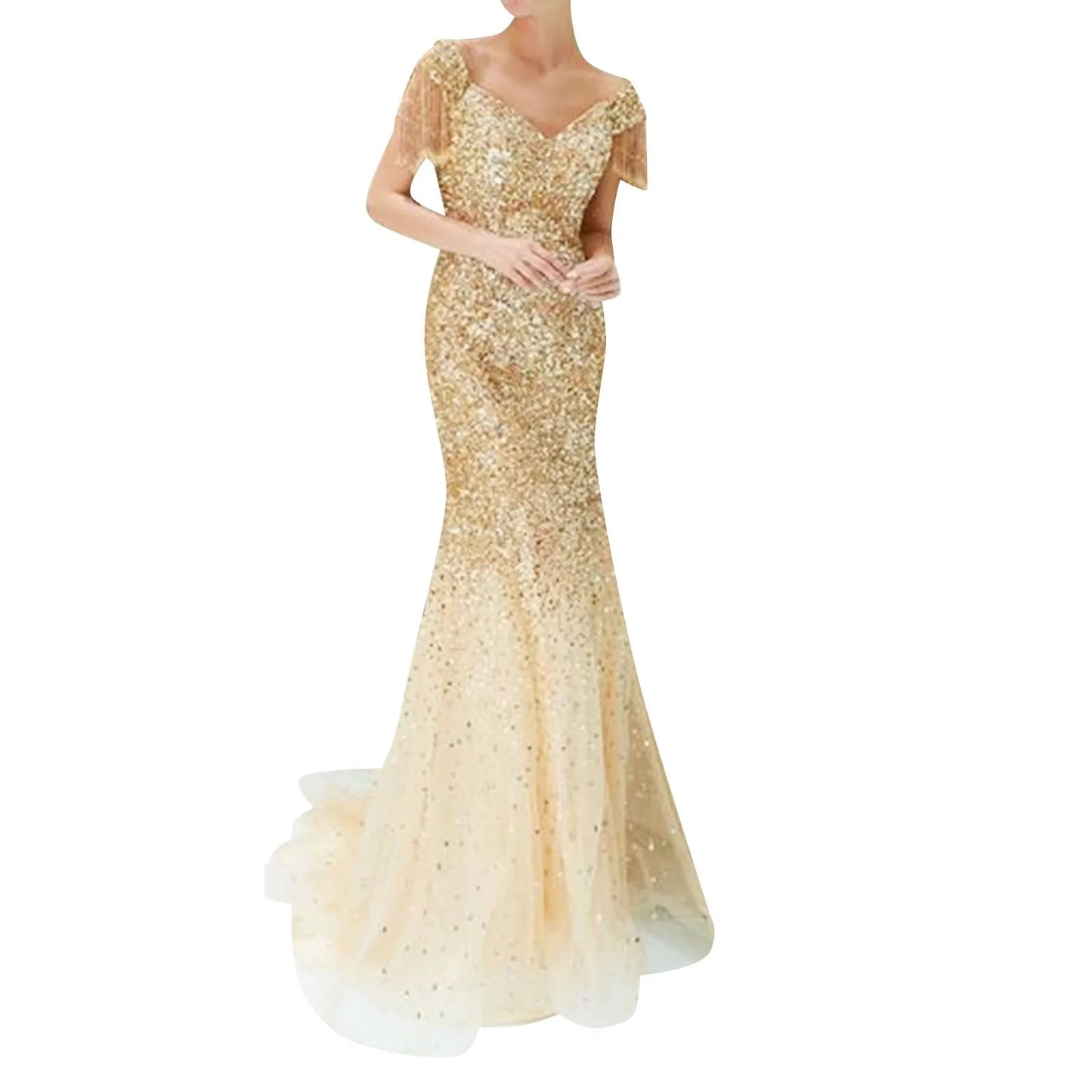 Women's Elegant Sequins Wedding Dress - Premium dress from Lizard Vigilante - Just $48.88! Shop now at Lizard Vigilante