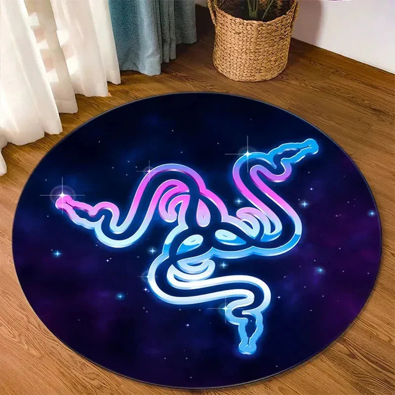 Razer Round Rugs Carpet Game Rome Gamer Gift Door Floor Mat Playroom Upholstery Living Room Bedroom Fashion Gaming Rug Decor