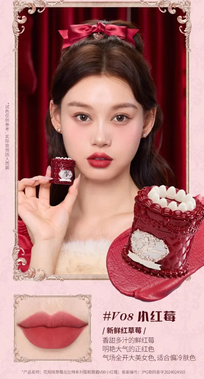 Flowerknows Strawberry Cupid Lipstick Cake Matte Velvet Lipgloss Lip Mud Makeup Korean Flower Know Lip Cream For Girls&Women