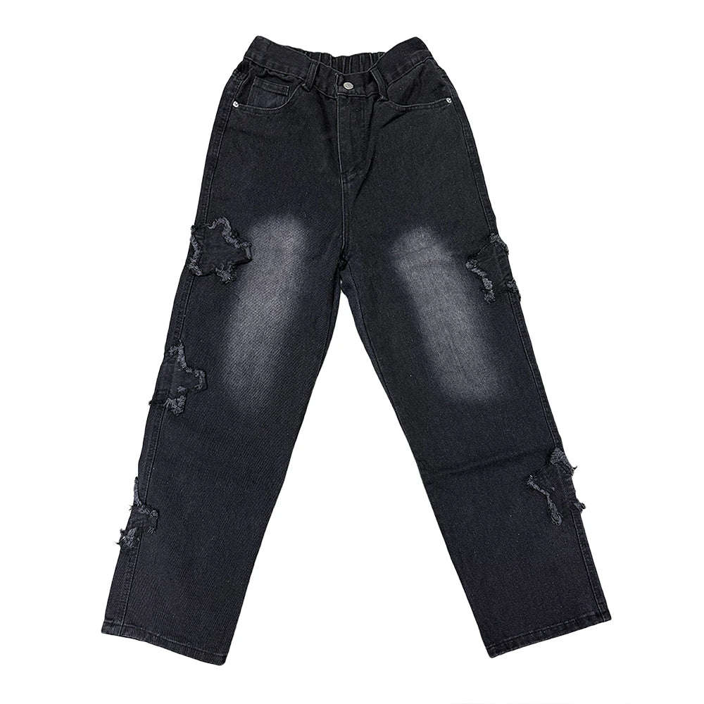 Riot Stitches 5689 – Y2K Metalhead Star-Spliced Jeans for Street-Legends & Late-Night Vandals - Premium jeans from dsers - Just $48.99! Shop now at Lizard Vigilante