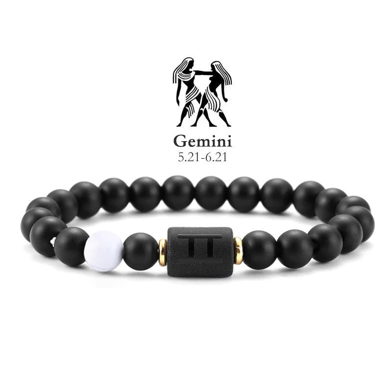 Zodiac Signs Natural Stone Bracelets Taurus Cancer Virgo Pisces Bracelets Ladies Men Couples Friendship Jewelry Gift Bracelet - Premium bracelet from Lizard Vigilante - Just $22.99! Shop now at Lizard Vigilante