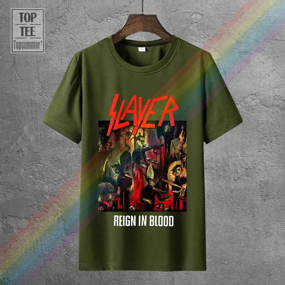 Slayer Reign In Blood Album Cover Image Mens Black T Shirt New Official Merch - Lizard Vigilante