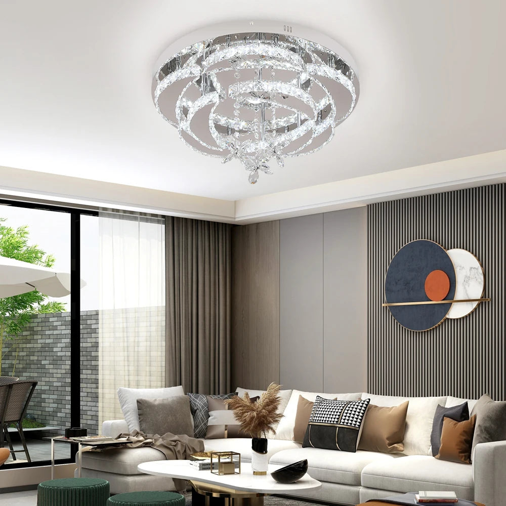 Modern Crystal Chandelier Ceiling Lamp - Luxury LED Pendant Light with Remote Control, Dimmable Luminaire for Living & Dining Rooms - Premium Chandelier from Lizard Vigilante - Just $69.99! Shop now at Lizard Vigilante