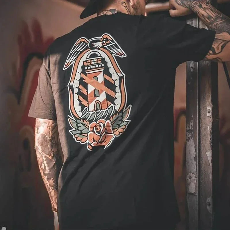 Gothic Punk Style Skull Graphic Men Tshirts Street Rock Hip-Hop Streetwear Grunge Heavy Metal Rock Top Oversized Tee Ropa Hombre - Premium  from Lizard Vigilante - Just $23.99! Shop now at Lizard Vigilante