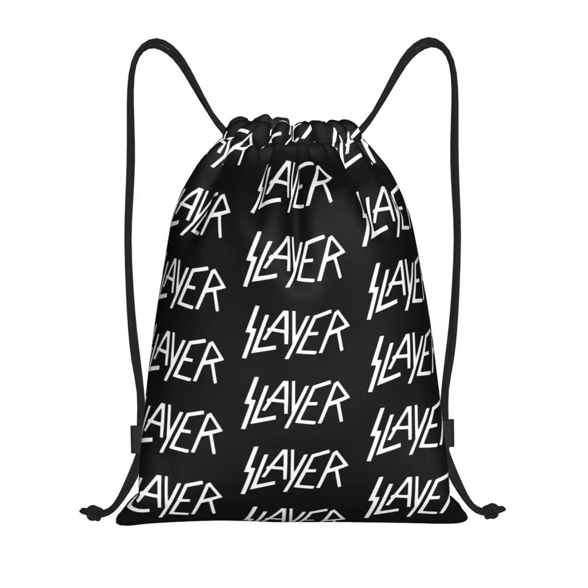 Heavy Metal Rock Slayers Logo Drawstring Bags Women Men Portable Sports Gym Sackpack Thrash Band Shopping Backpacks - Lizard Vigilante