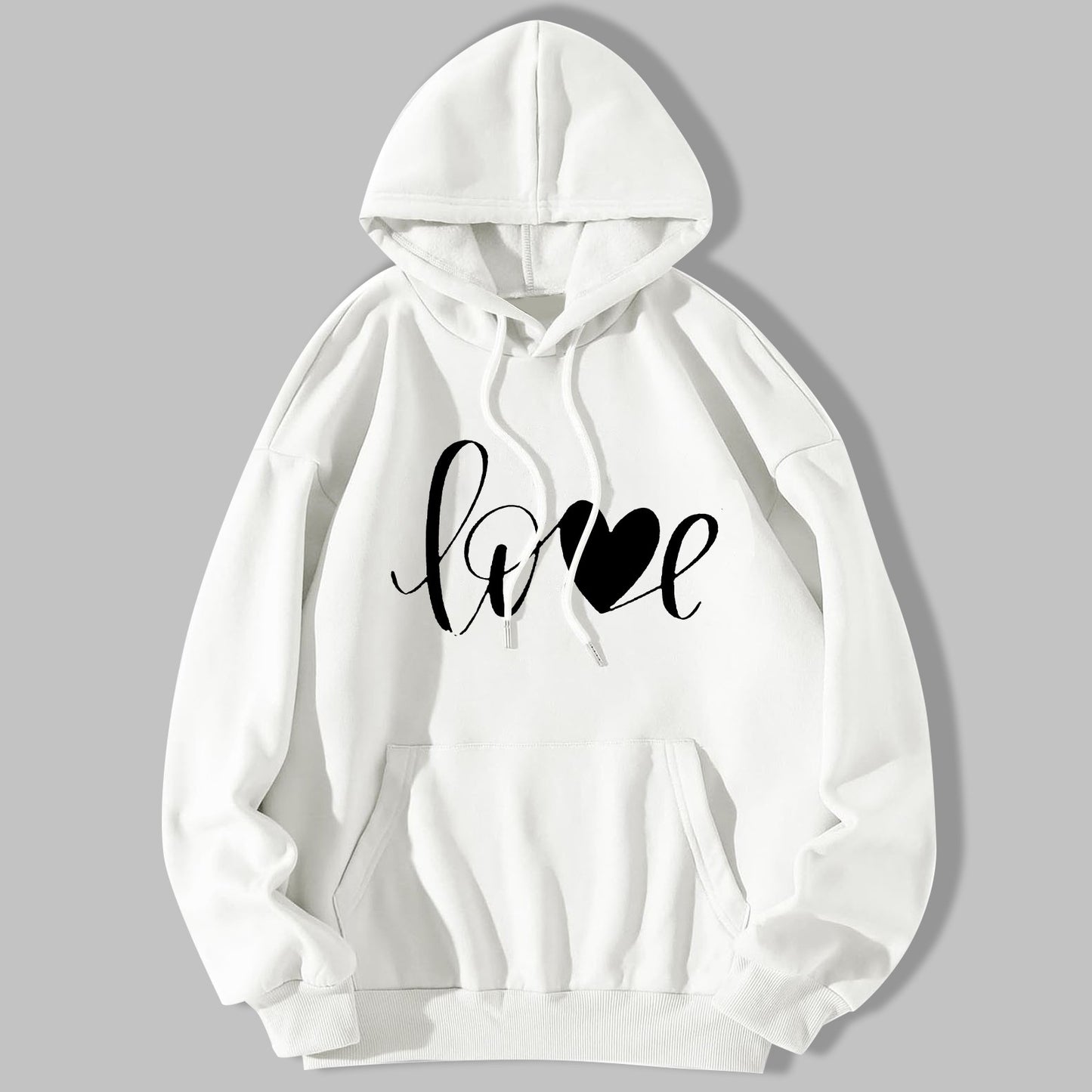 LOVE Unisex Print Long Sleeve Round Neck Hooded Sweatshirt - Premium sweatshirt from Lizard Vigilante - Just $38.88! Shop now at Lizard Vigilante