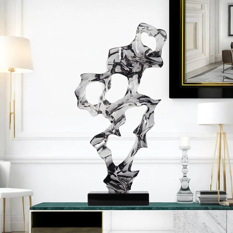 Abstract Art Sculpture Electroplating Transparent Resin Craft Model Modern Home Decor LivingRoom Office Desktop Statue Ornaments