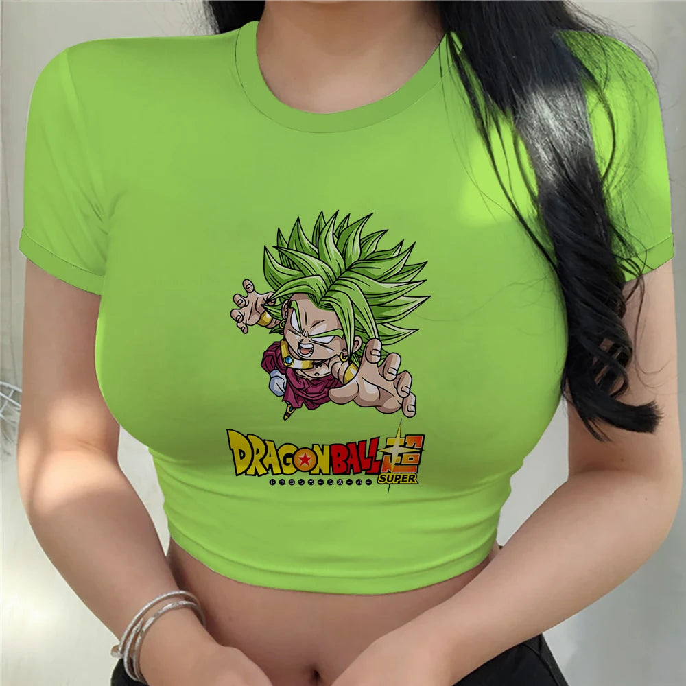 Dragonball Z Crop Top Tee Women Vegeta Anime Clothing Y2k Goku Fashion Tops Sexy Cool Harajuku Women's T-shirts Summer 2024 - Premium Crop Top from Lizard Vigilante - Just $23.88! Shop now at Lizard Vigilante