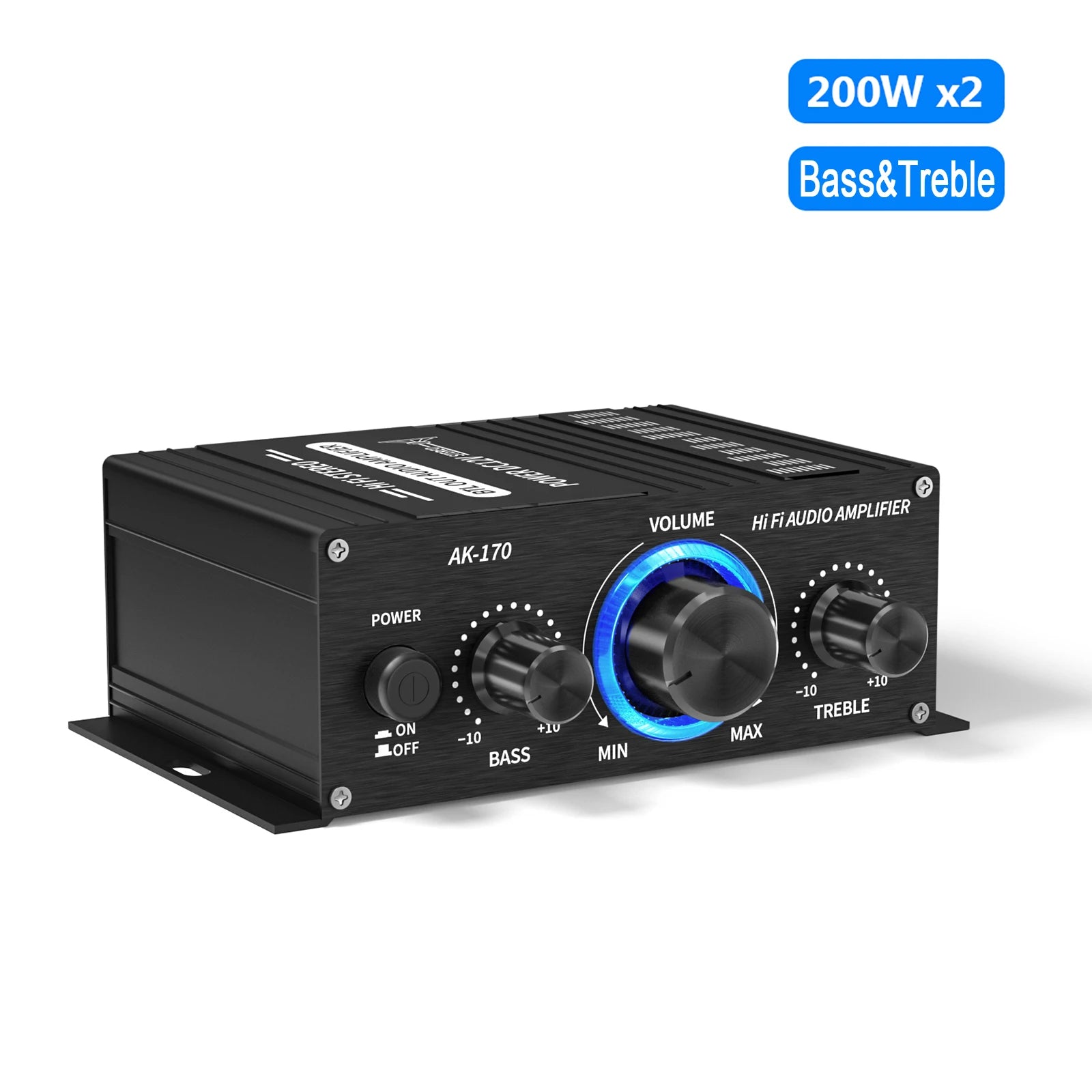 AK170 Mini Digital Power Audio Car Amplifier Blue Light Stereo Audio Amplifier for Home Theater Club Party Music 200W x2 - Premium  from Lizard Vigilante - Just $24.99! Shop now at Lizard Vigilante