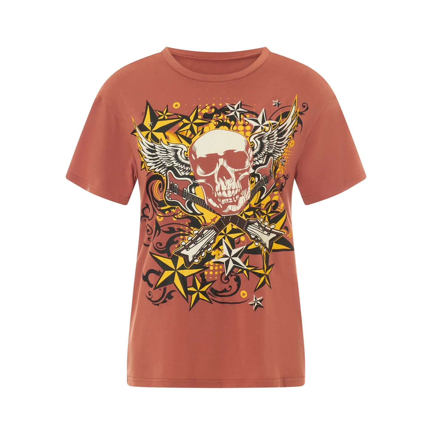 Women Gothic Short Sleeve T Shirt Guitar Print Crew Neck Summer Casual Teen Shirt Harajuku Grunge Fashion Tees Tops - Premium T-Shirt from Lizard Vigilante - Just $23.99! Shop now at Lizard Vigilante