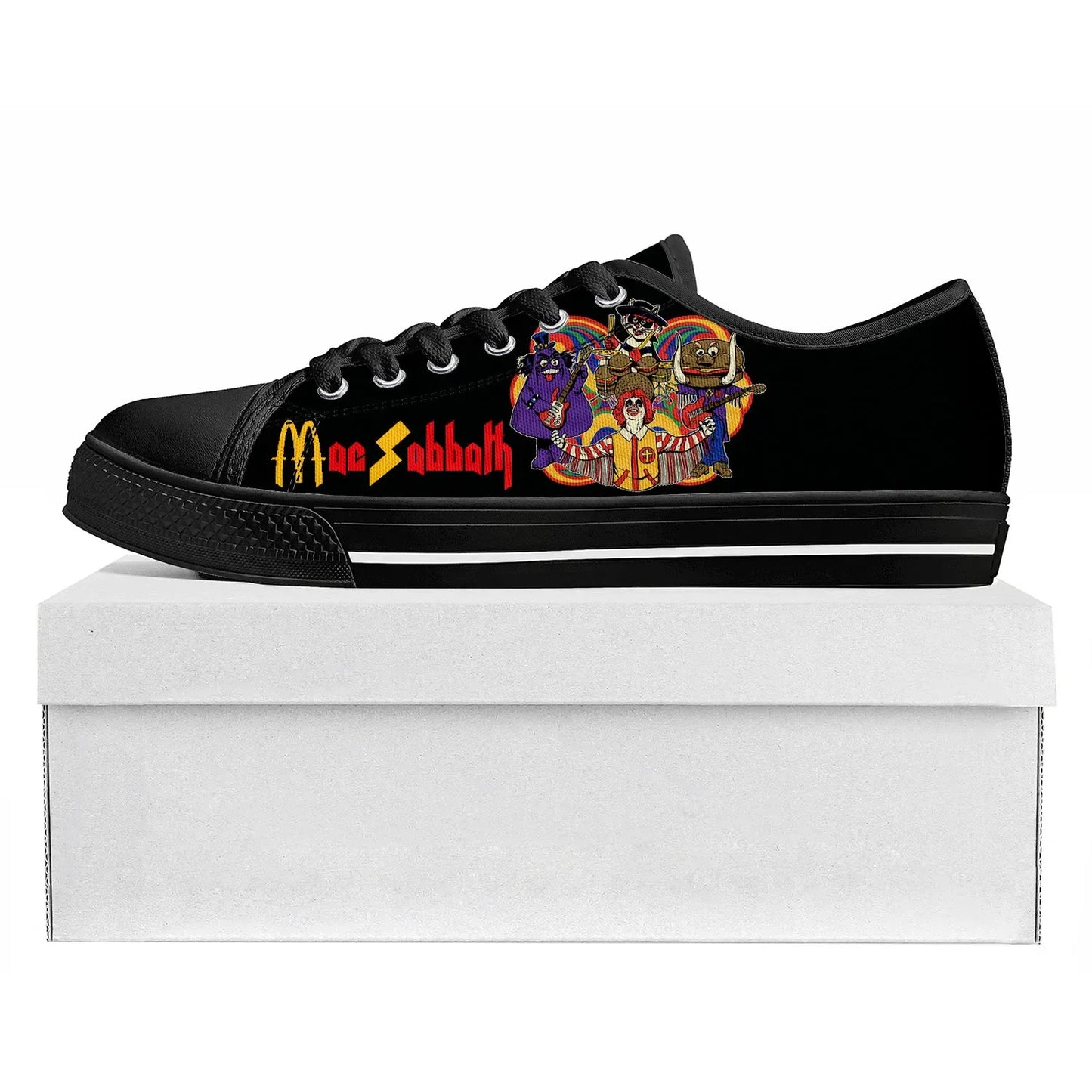 Mac Sabbath Unisex Low Top Sneakers: Retro-Inspired Canvas Shoes for Men, Women, and Teens - Premium sneakers from Lizard Vigilante - Just $42.99! Shop now at Lizard Vigilante