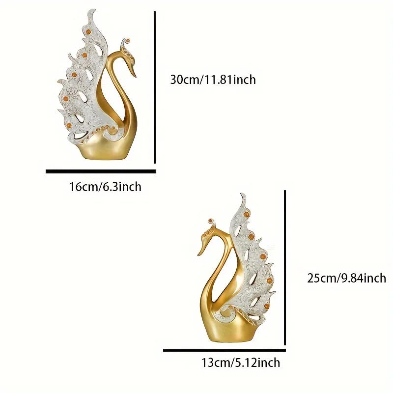 2 pieces/set of modern swan high-end crafts statue decoration, living room wine cabinet, Christmas decorations