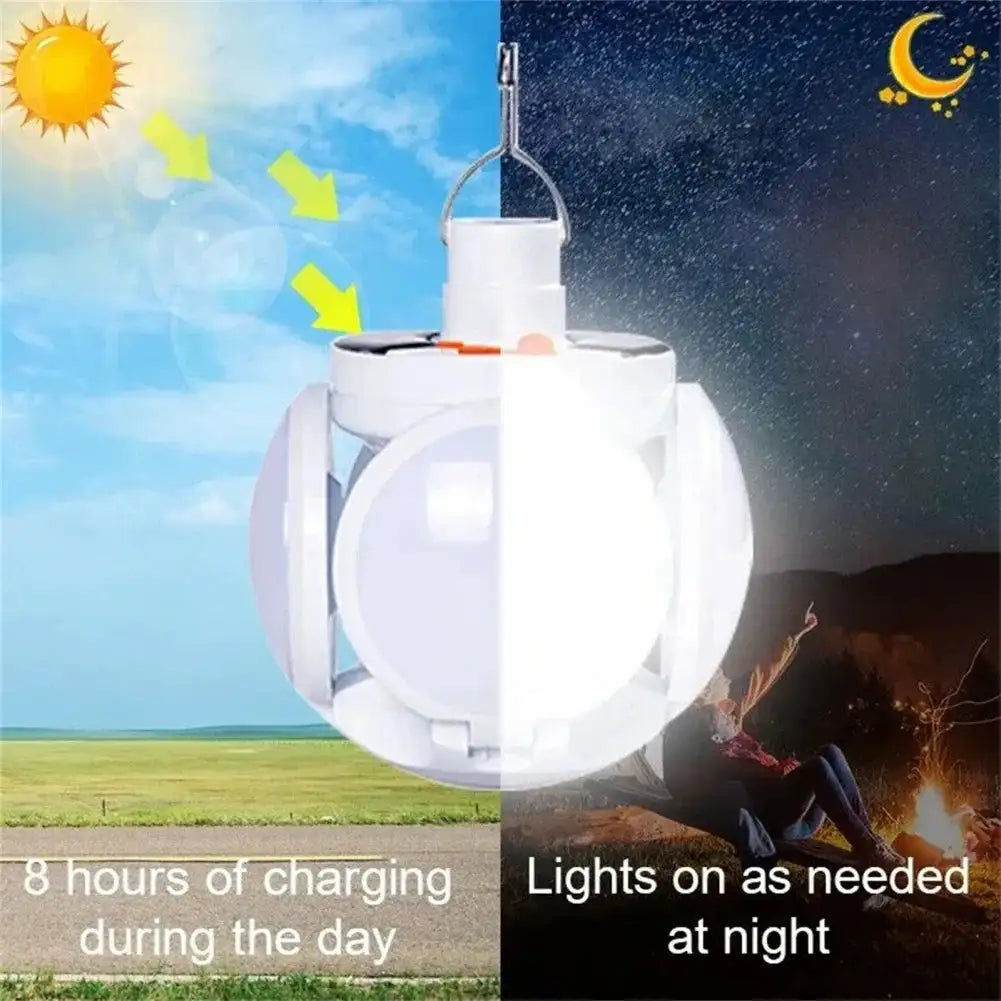 Portable Solar Powered LED Rechargeable Camping Light Hook Tent Light Multifunctional Outdoor Emergency Lighting Spotlight