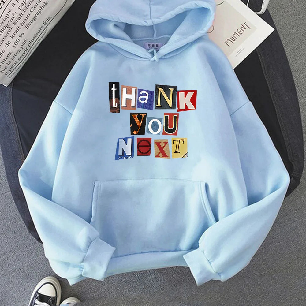 Ariana Grande "Thank You, Next" Kpop Style Hoodie – Oversized Unisex Sweatshirt – Aesthetic Fleece Pullover for Men & Women - Premium hoodie from Lizard Vigilante - Just $58.88! Shop now at Lizard Vigilante