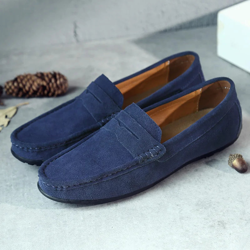 Suede Leather Designer Luxury Brand Smile Mens Casual Formal Loafers Slip On Moccasin Flats Footwear Male Driving Shoes for Men - Premium Shoes from Lizard Vigilante - Just $48.88! Shop now at Lizard Vigilante