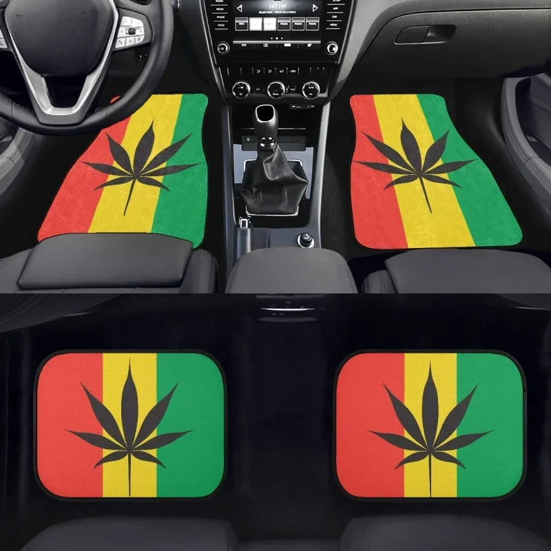 INSTANTARTS Jamaica Flag 4pcs All Weather 3D Weed Leaves Print Car Floor Mats – Durable Universal Fit for SUVs, Trucks, Sedans, Vans - Premium floor mats from Lizard Vigilante - Just $53.88! Shop now at Lizard Vigilante