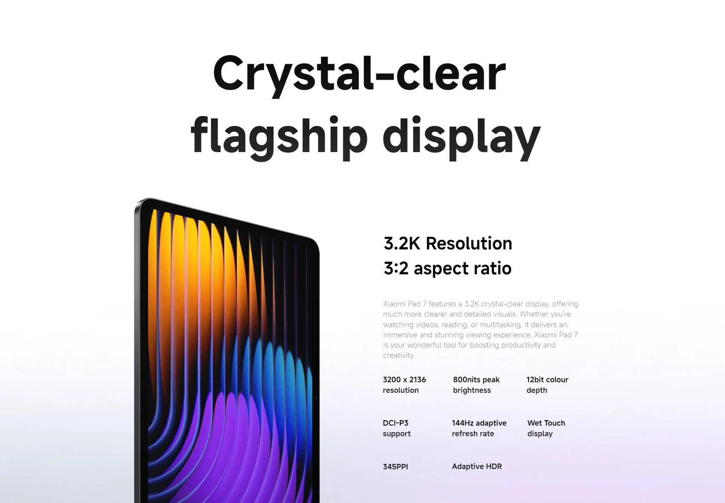 Global Version Xiaomi Pad 7 11.2'' Xiaomi HyperAI 144Hz 3.2K Display Snapdragon 7+ Gen 3 Octa core Processor 45W 8850mAh Battery