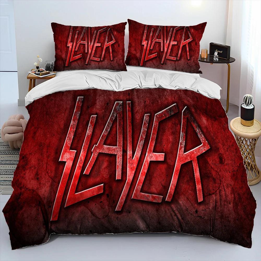 Slayer Show No Mercy Heavy Metal Band Music Comforter Bedding Set, Duvet Cover Bed Quilt Cover Pillowcase,king Queen Size Bedding Set Kids - Lizard Vigilante