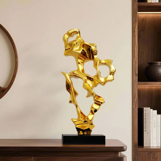 Abstract Art Sculpture Electroplating Transparent Resin Craft Model Modern Home Decor LivingRoom Office Desktop Statue Ornaments